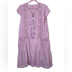 April Cornell Purple Lace Boho Midi Dress Womens XL Cottage Core Casual Prairie